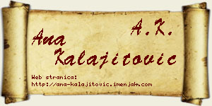 Ana Kalajitović vizit kartica
